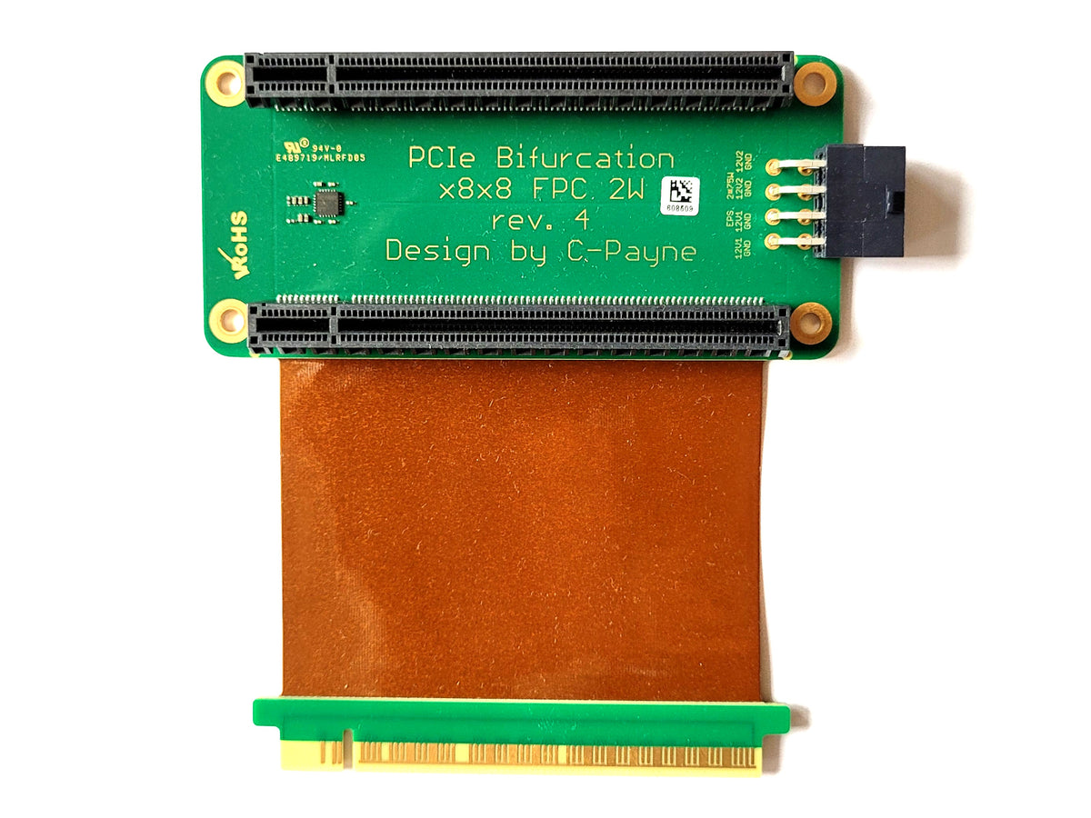 PCIe gen4(5) Bifurcation Adapter FPC Cable x8x8 - 2W / 2U 60mm – c