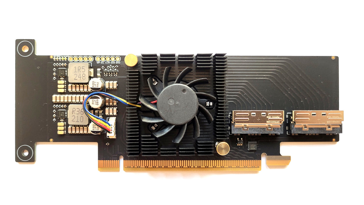 MCIO PCIe gen5 Host Adapter x16 -RETIMER- – c-payne.com