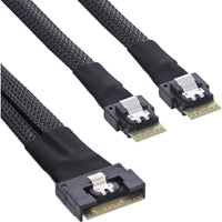 SlimSAS SFF-8654 8i to 2x 4i Y-cable - PCIe gen4